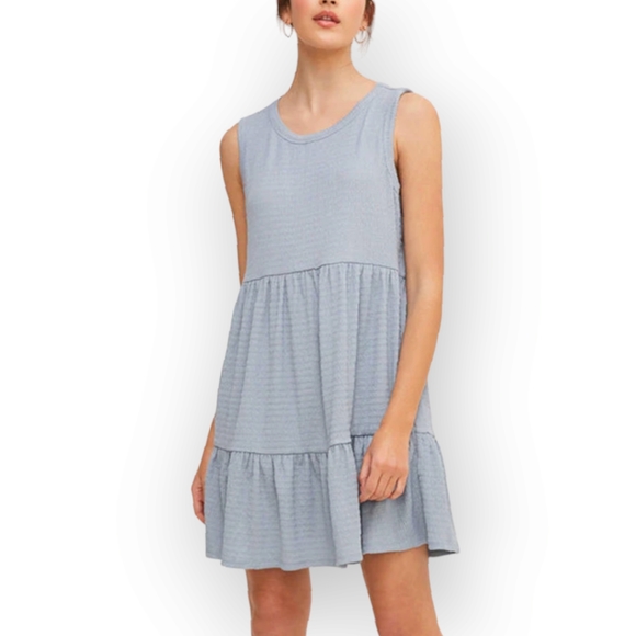 Lush Tiered Ashley Blue Dress Women's Size Small - Picture 1 of 7